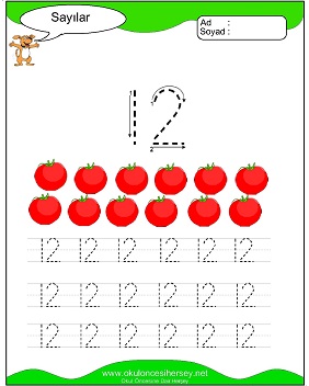 okul öncesi 1 sayısı çizgi çalışması
